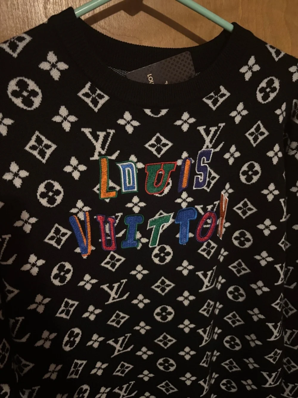 Louis Vuitton Black and White Monogram Knit Dress with Multicolor Logo Appliqué - Picture 3 of 5